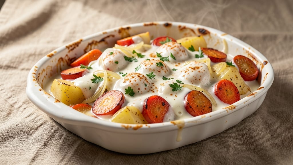 Baked Veg in White Sauce Recipe: Crisp-Tender Roots in Velvety Herb Cream