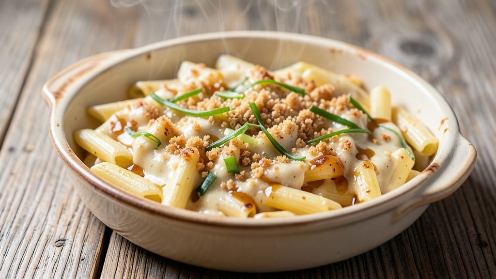 Baked White Sauce Pasta Recipe: Crispy Celery Crowns and Ultra-Smooth Herb Cheese