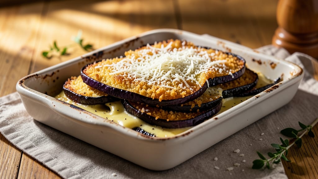 Eggplant Parmesan Recipe Without Tomato Sauce: Creamy Garlic White Wine Base with Crispy Layers