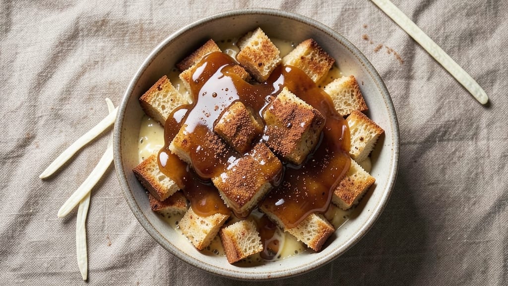 Barefoot Contessa Bread Pudding with Bourbon Sauce Recipe: Spiked Vanilla-Cinnamon Crunch With Caramelized Corners