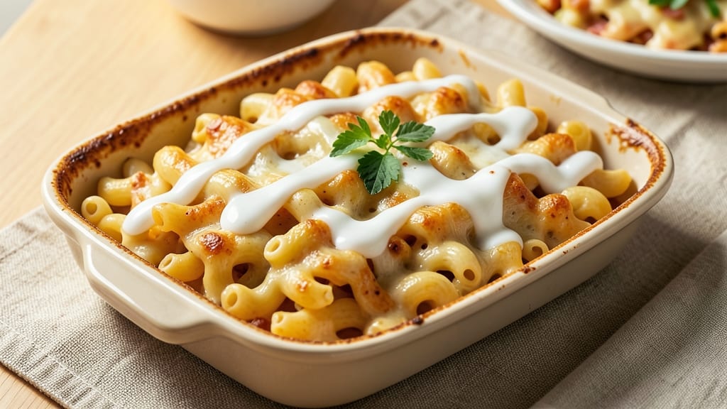 Baked Macaroni and Cheese Recipe with Alfredo Sauce: Triple-Cream Cheese Melt and Buttery Pasta Fusion