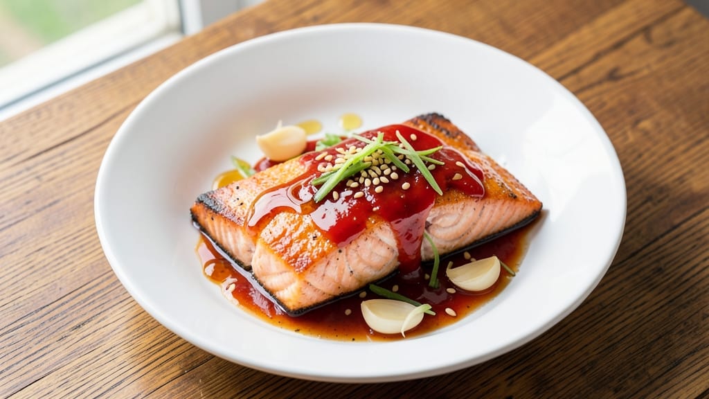Baked Salmon Recipe with Sweet Chili Sauce: Glazed Crispy Skin and Tangy Sweet Bite