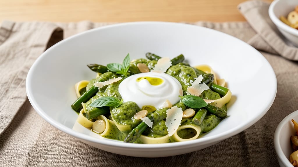 Asparagus Pasta Sauce Recipe: Bright Green Herb Pesto With Crispy Blanched Asparagus