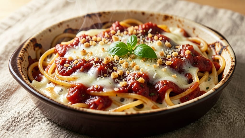 Baked Spaghetti Recipe with Alfredo and Spaghetti Sauce: Layered Comfort That Combines Two Classics
